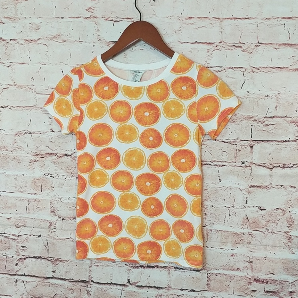Orange patterned fitted tshirt